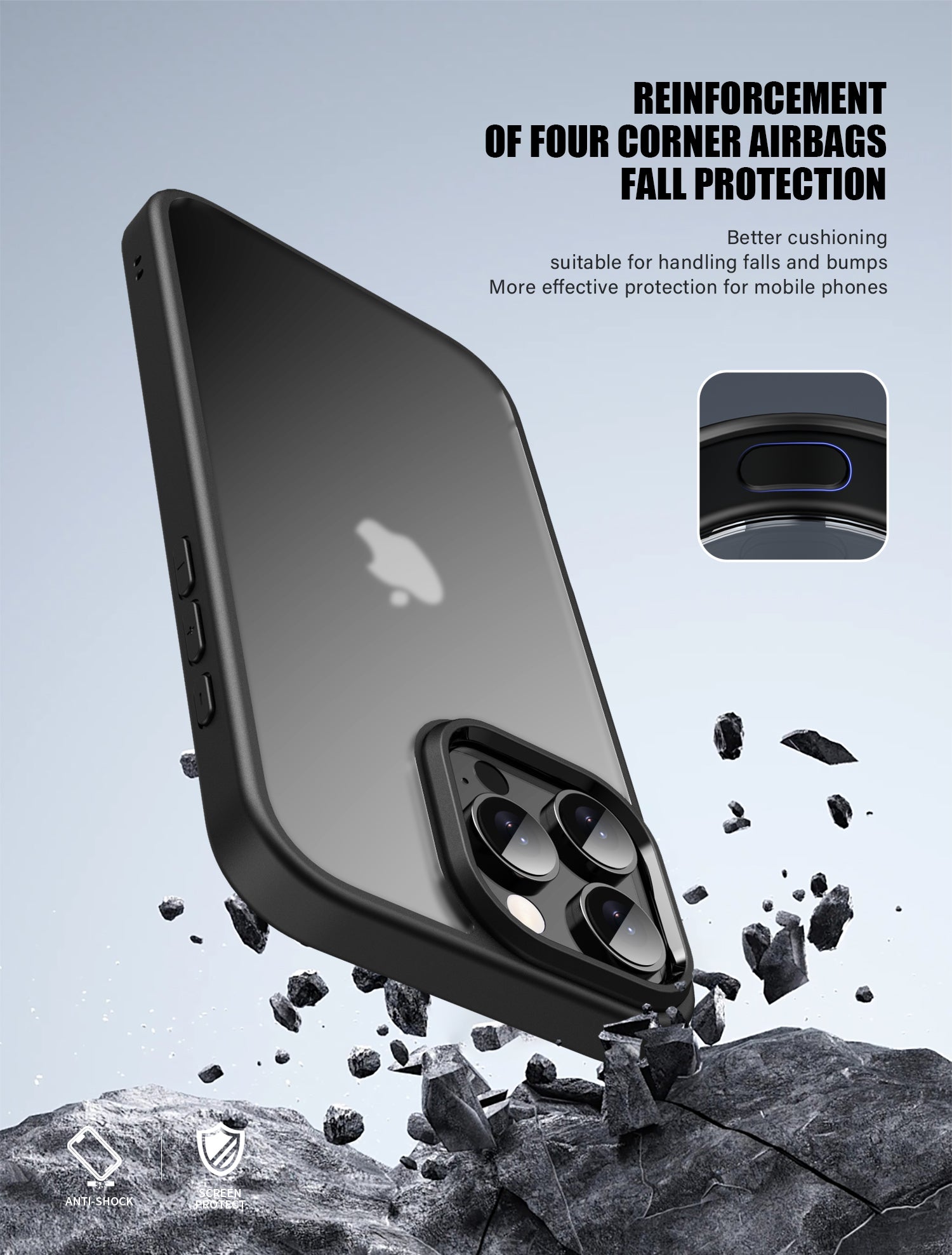 iPhone 16 Pro Max silicone transparent black bumper