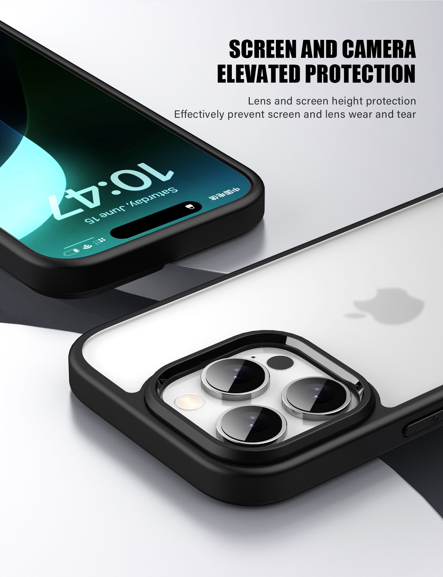 iPhone 16 Pro Max silicone transparent black bumper