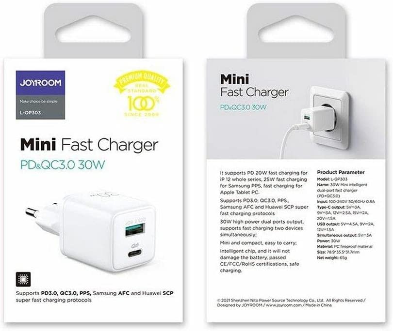 Joyroom 2x Ports Mini Fast Charger 30W
