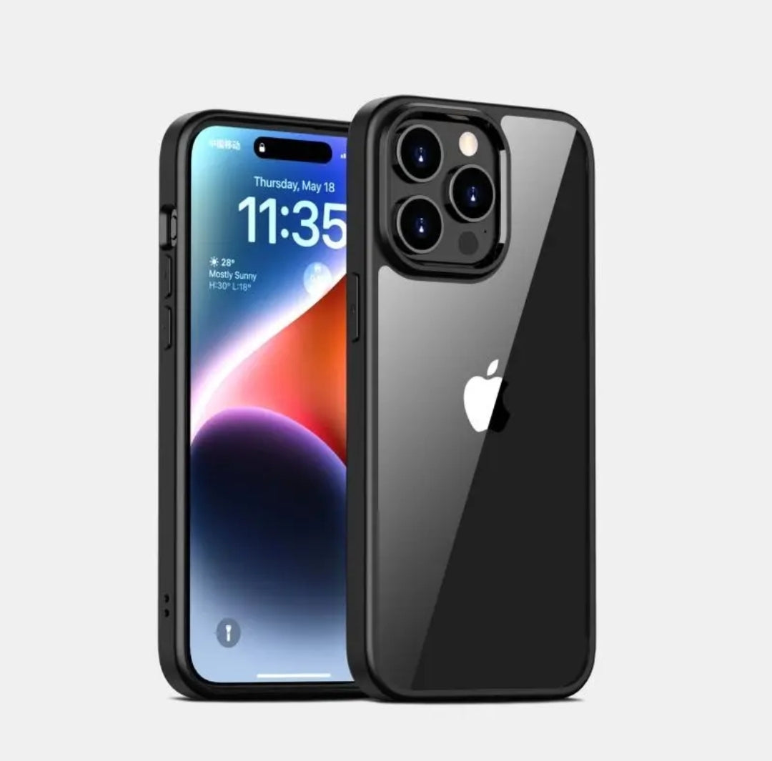 iPhone 16 Pro Max silicone transparent black bumper