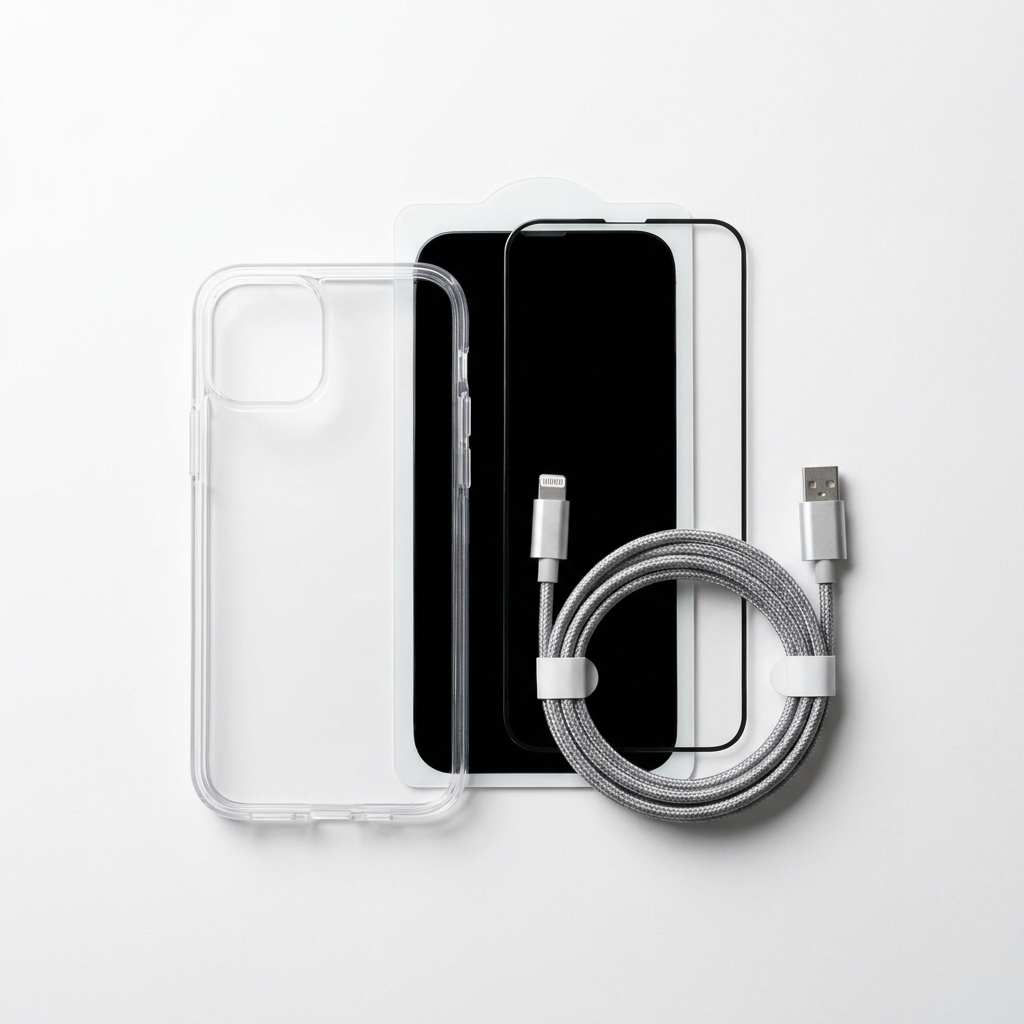 The Upgrade Set — iPhone case, screen protector and cable